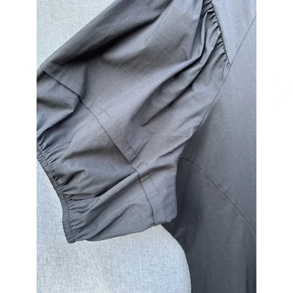 Buxom Couture 3X Black Dress Ruffle Detail Puff Sleeve Midi Party Cocktail - Picture 6 of 9